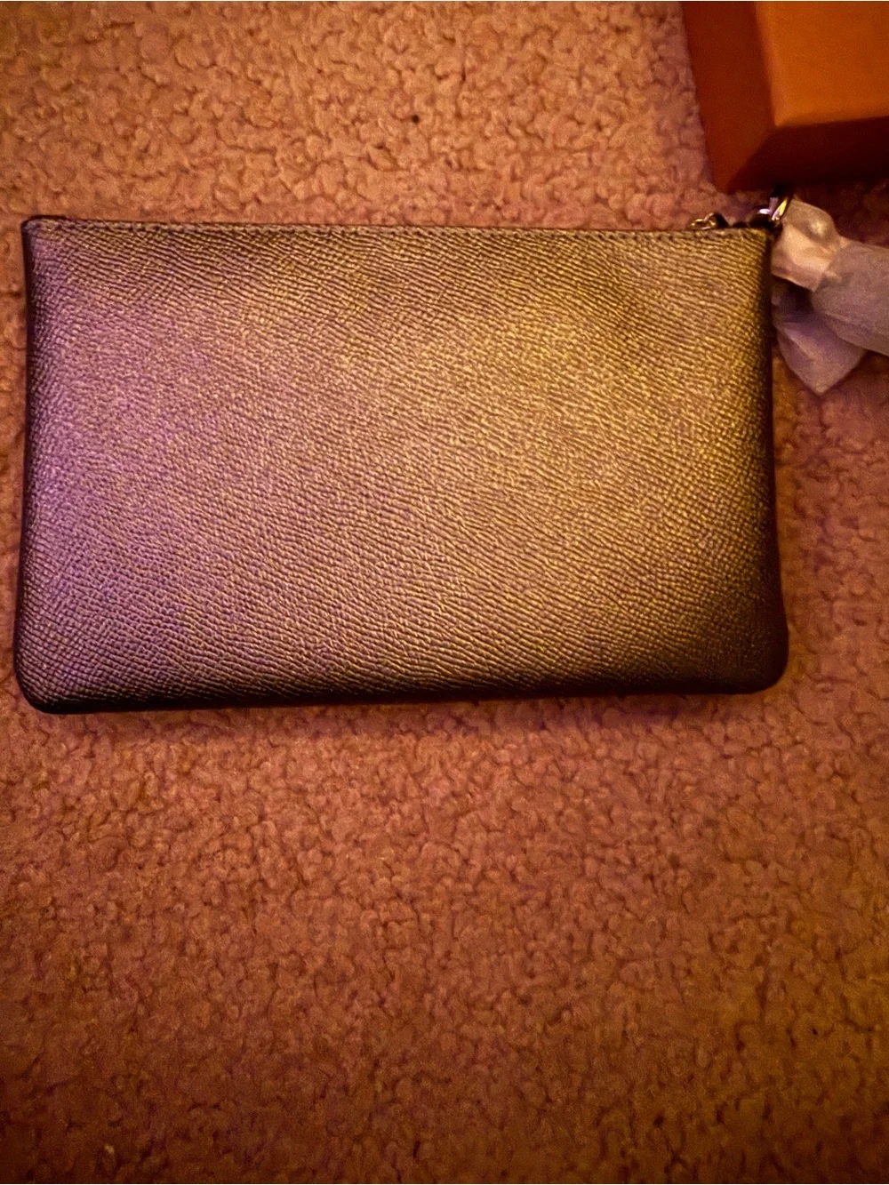 Coach Metallic Gray Pebbled Leather Wristlet - Picture 2 of 5